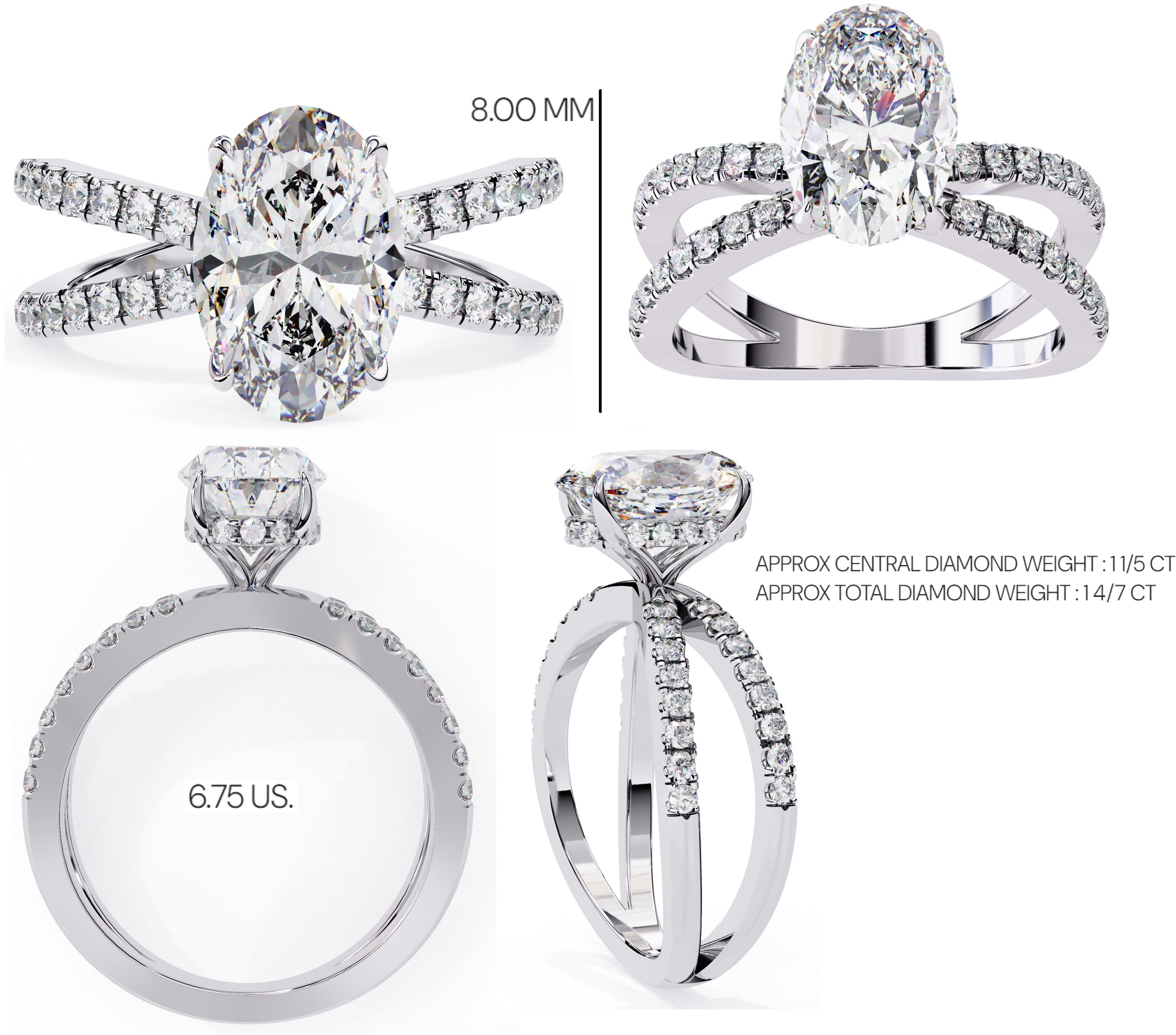 Elegant Central Stone Diamond Side Accent Ring