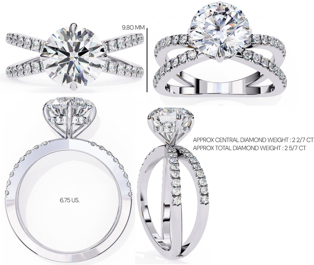 Radiant Central Stone Diamond Ring with Shimmering Side Accents