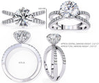 Radiant Central Stone Diamond Ring with Shimmering Side Accents