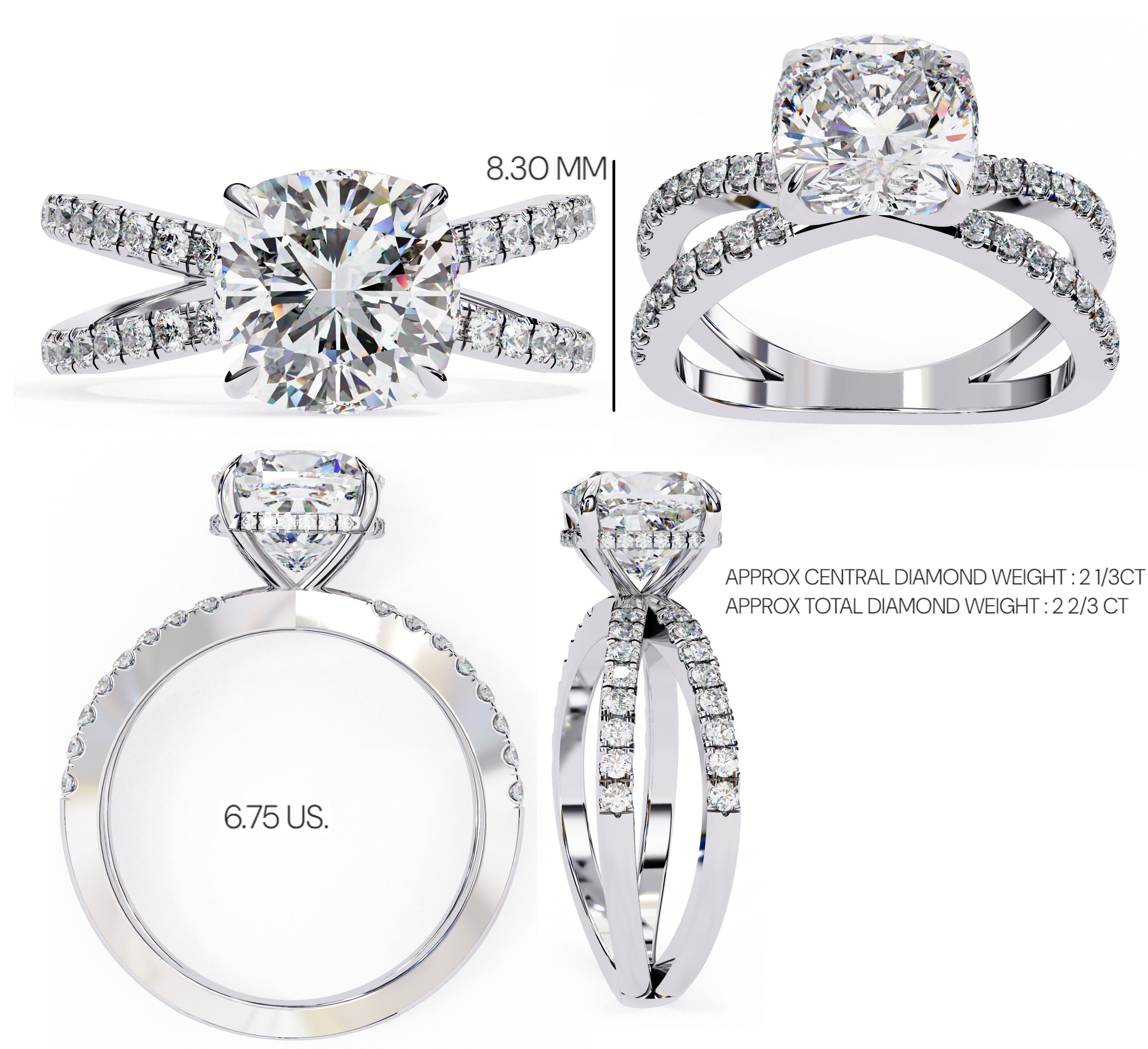 Elegant Central Stone Diamond Ring with Radiant Side Stones