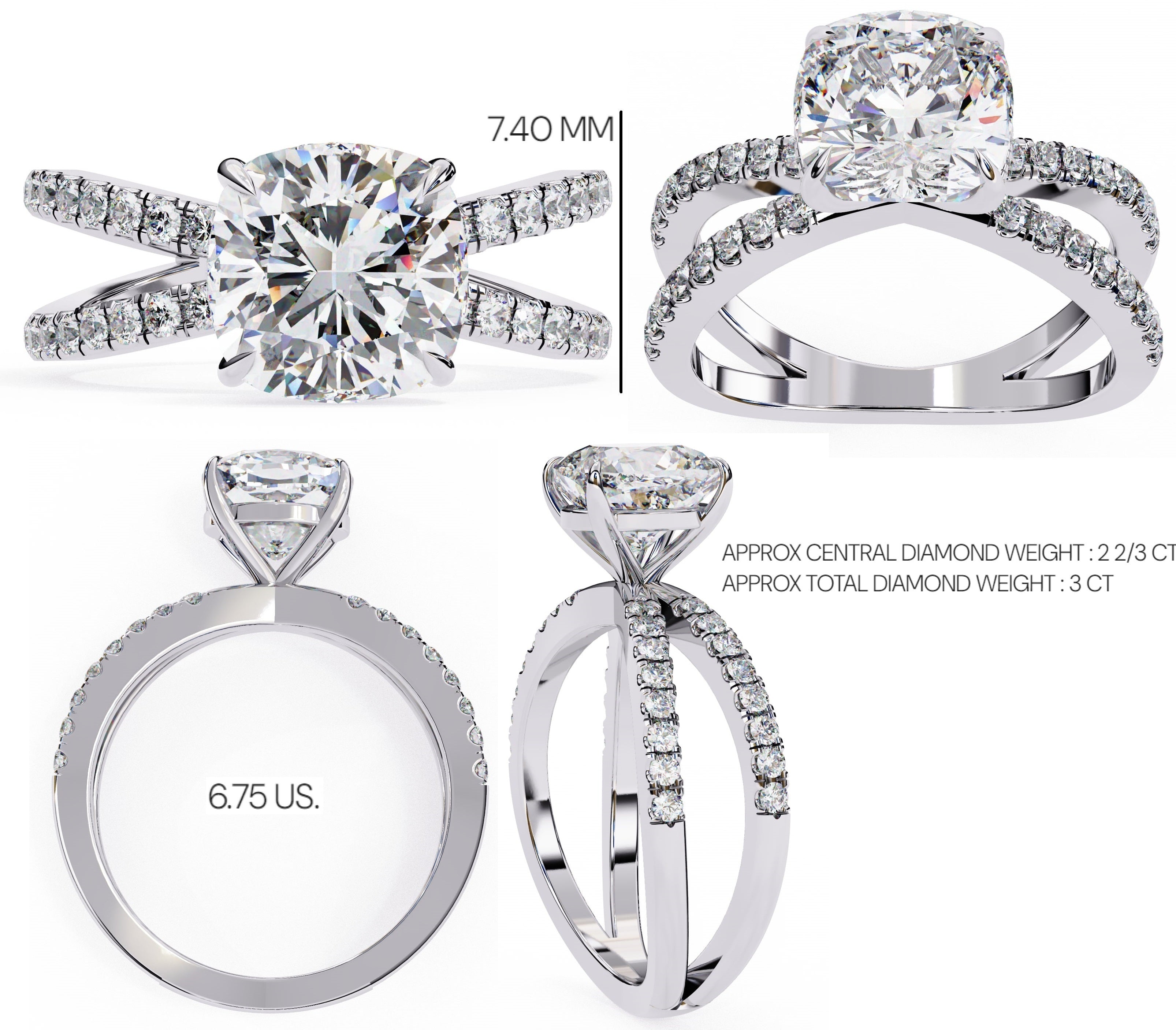 Elegant Central Stone Diamond Ring with Radiant Side Accents