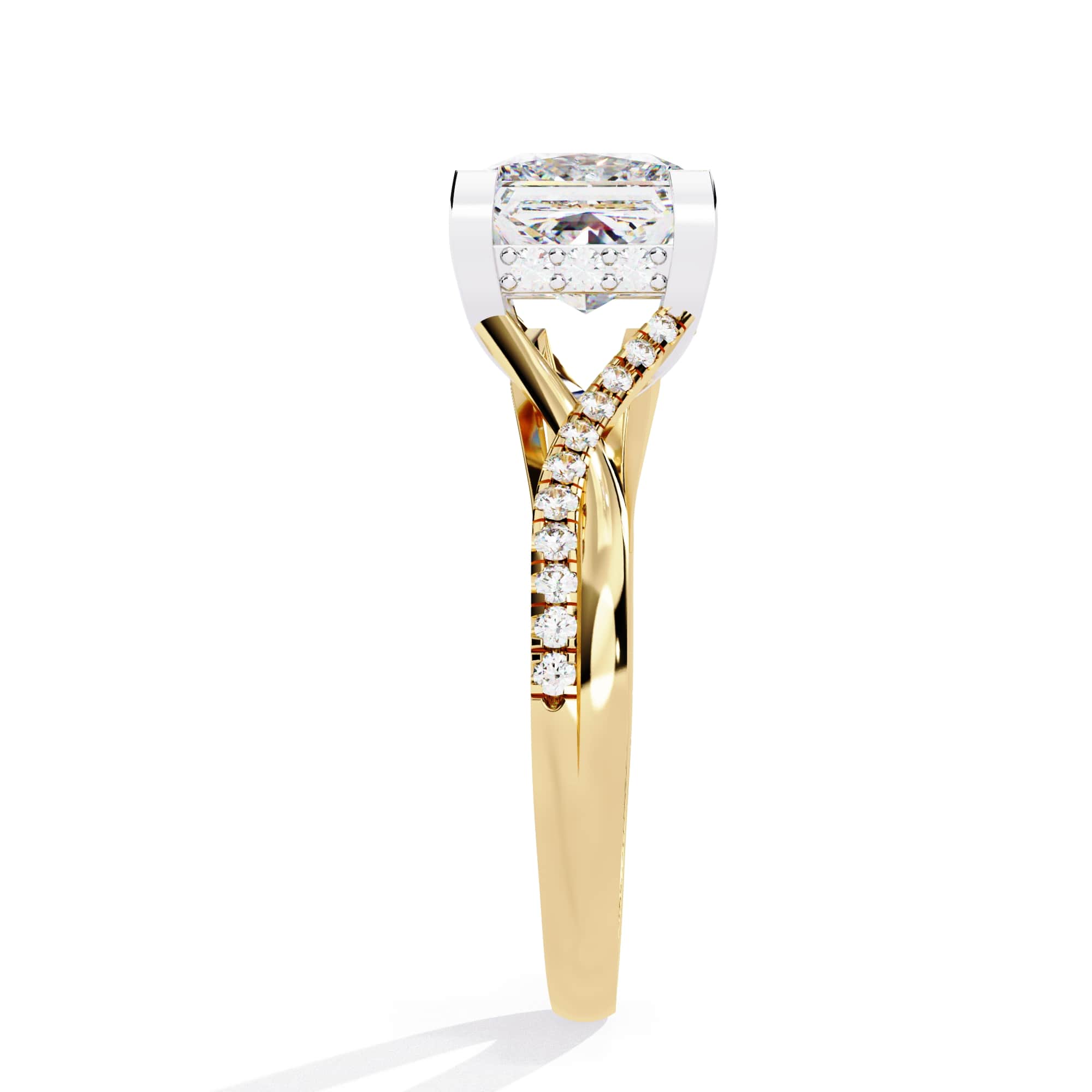 Radiant VVS Emerald Cut Central Brilliance Ring