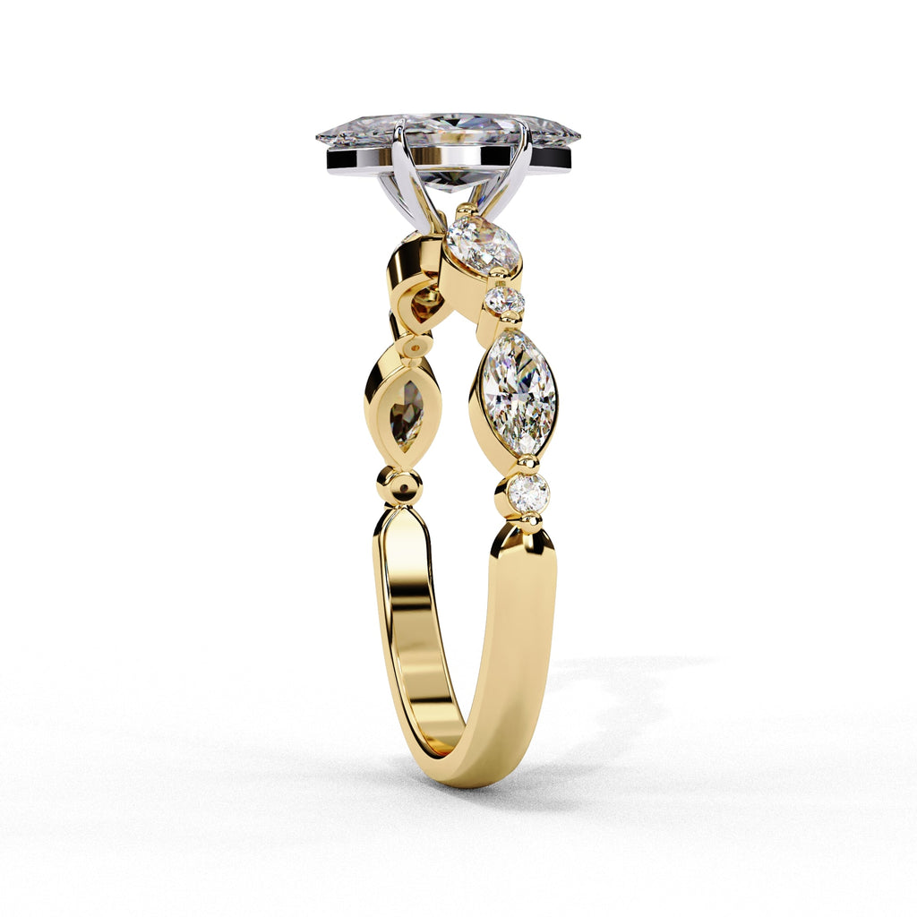 Elegant Central Stone Diamond Ring with Radiant Side Accents