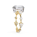 Radiant Central Stone Diamond Ring with Shimmering Side Accents