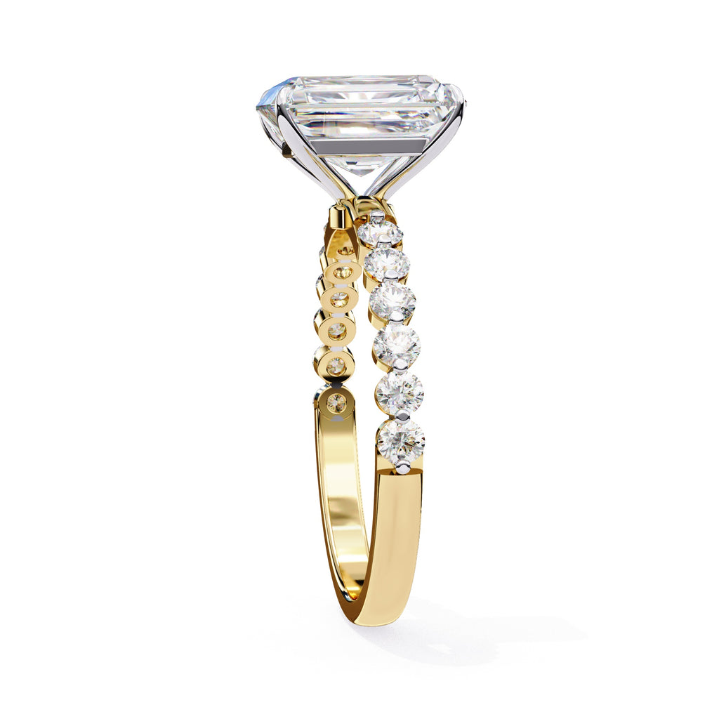 Radiant Central Stone Diamond Ring with Shimmering Accents
