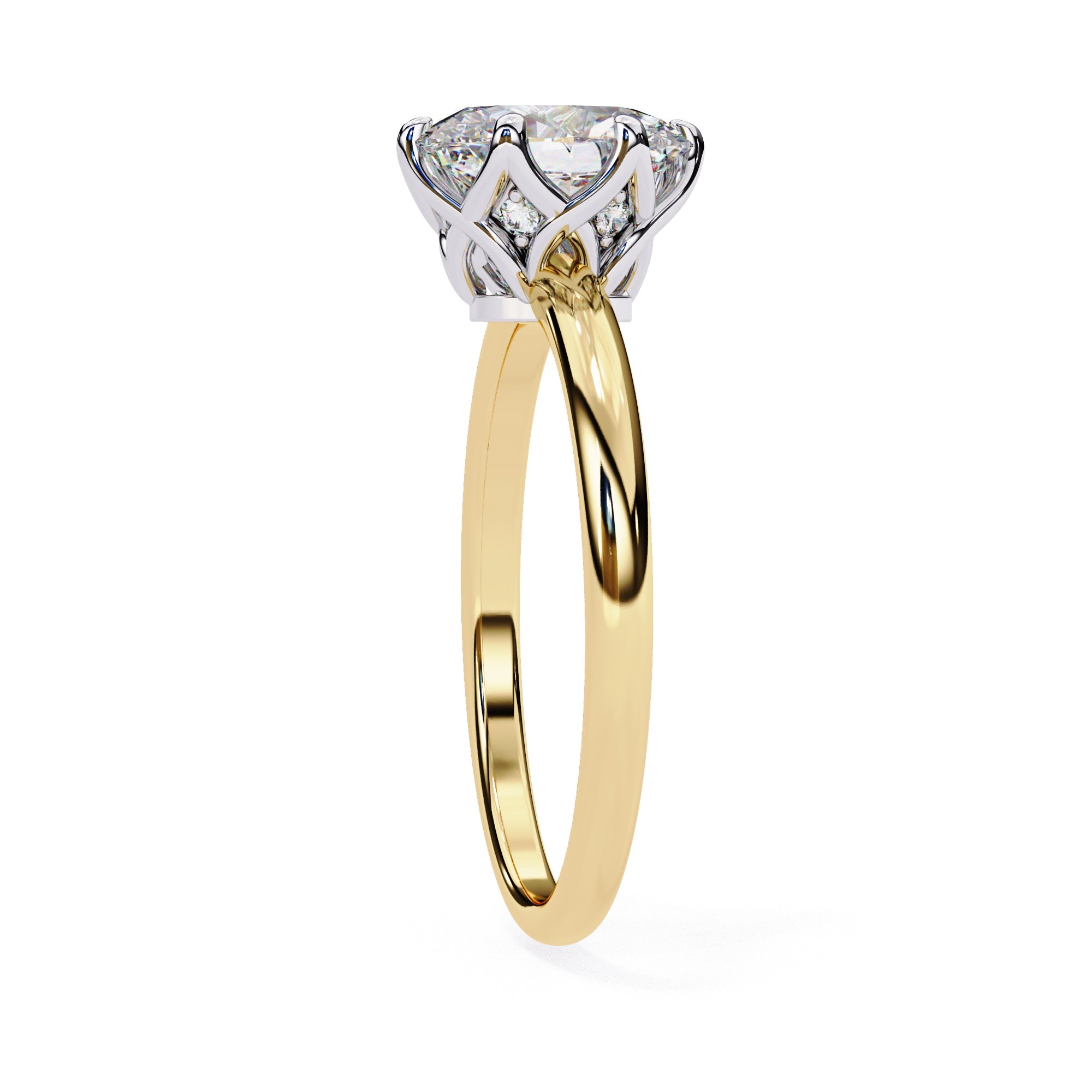 Elegant Radiance Central Solitaire Ring with Side Accents