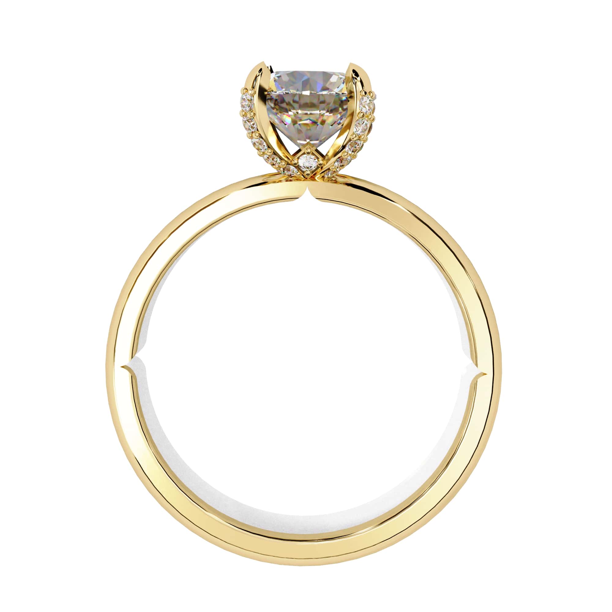 Radiant Central Stone Diamond Ring with Shimmering Side Accents