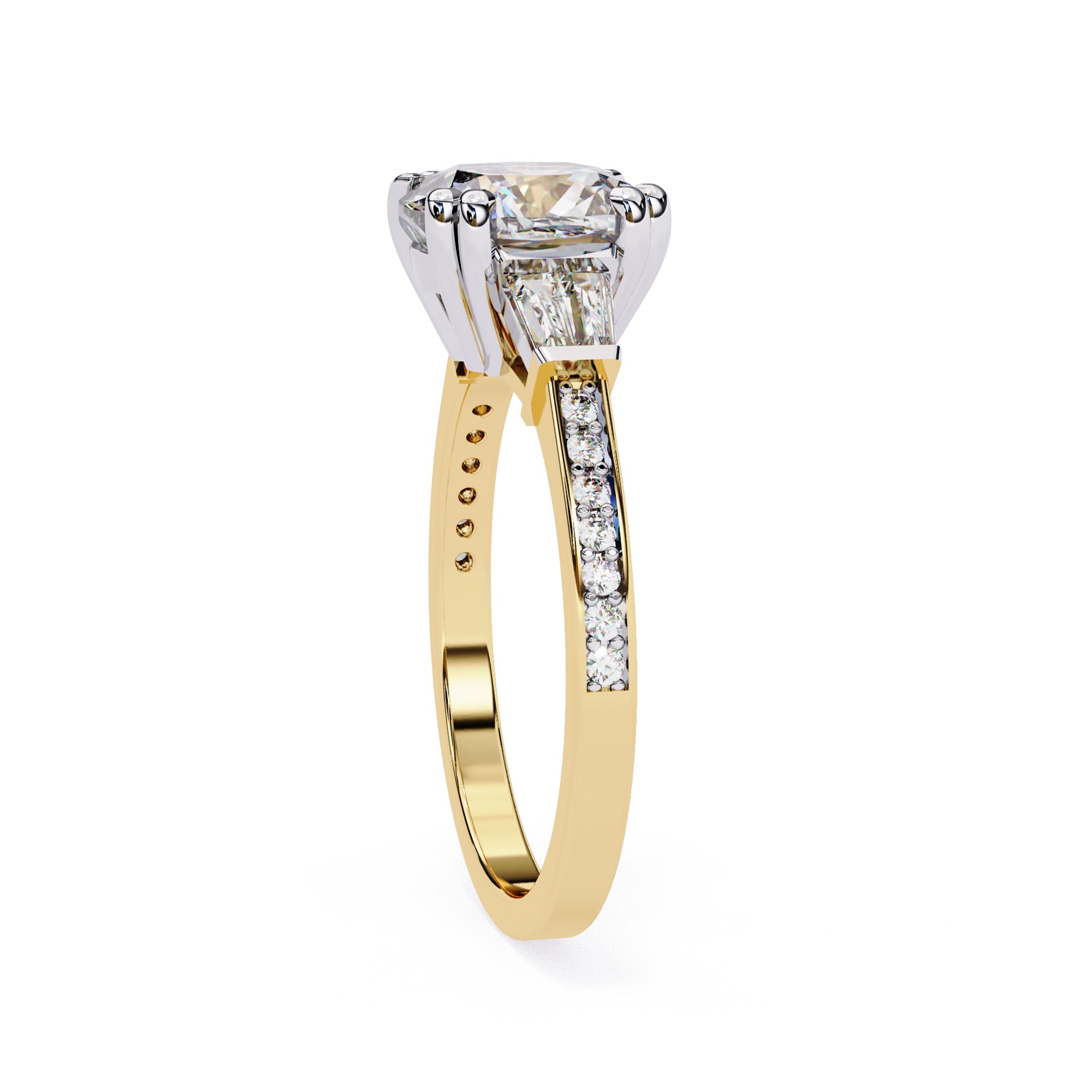 Elegant Central Stone Diamond Ring with Side Accents