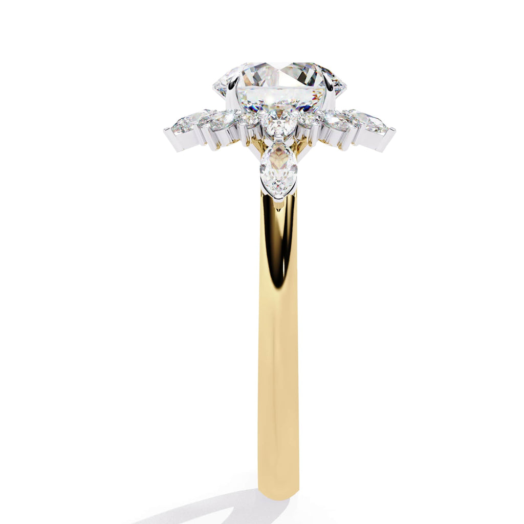 Radiant Central Stone Diamond Ring with Sparkling Side Accents