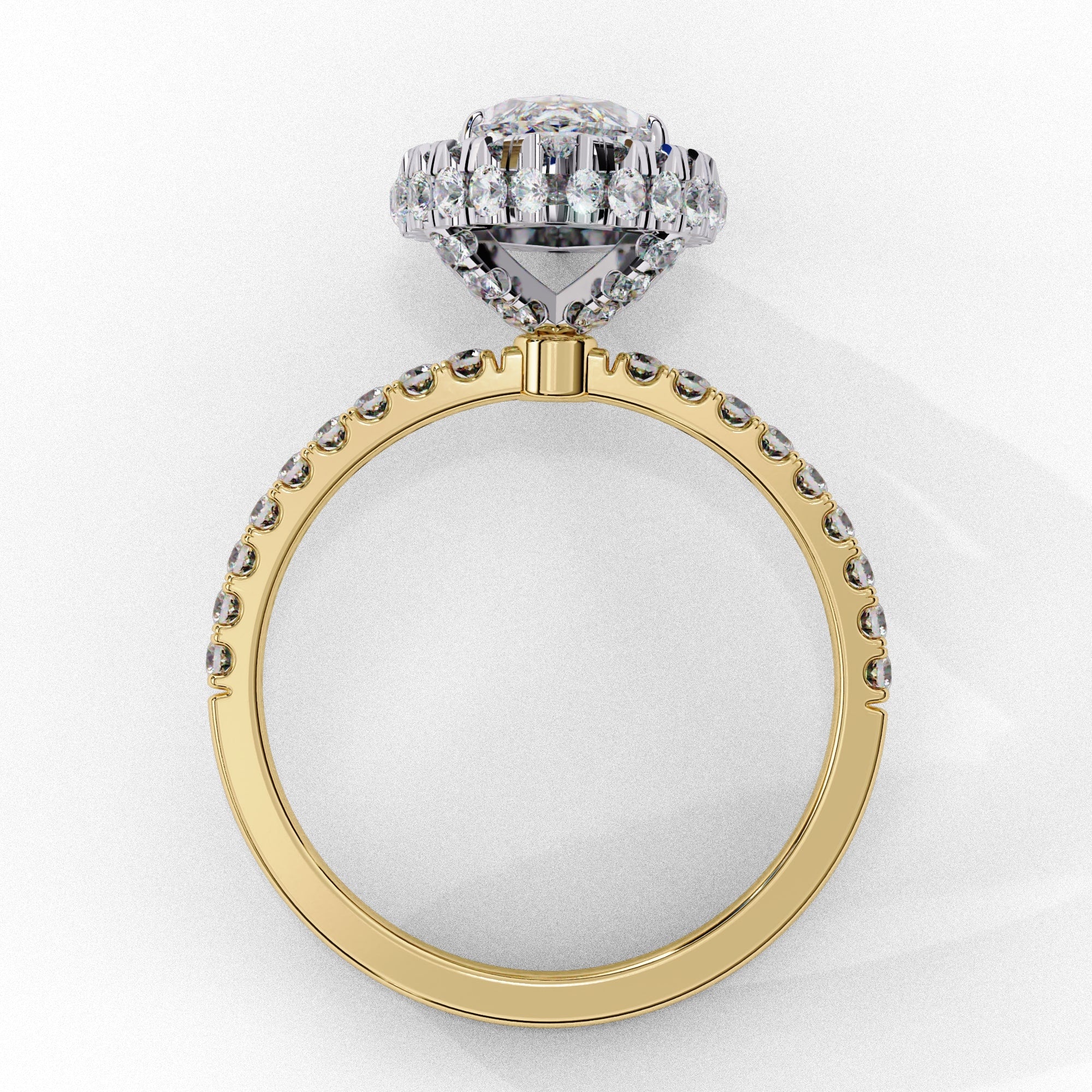 Radiant Diamond Cluster Central Stone Ring