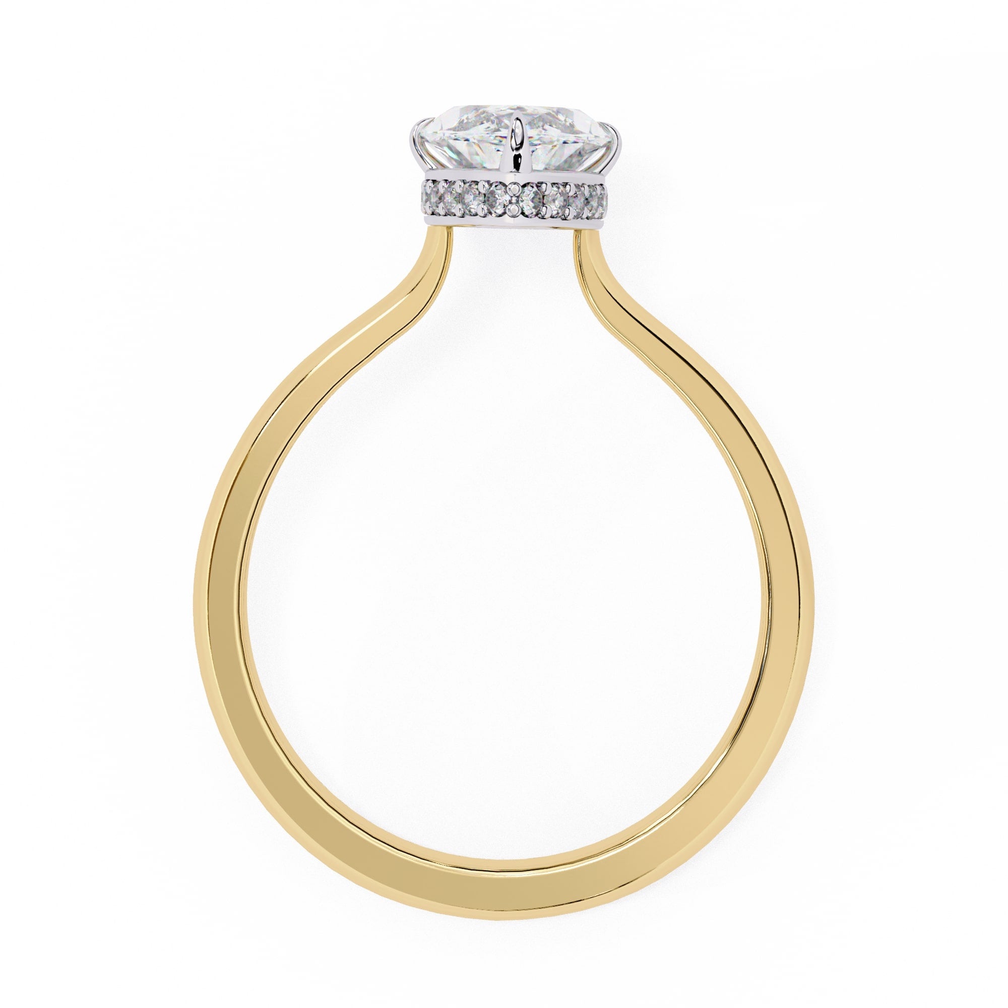 Radiant Central Stone Diamond Ring with Shimmering Side Accents