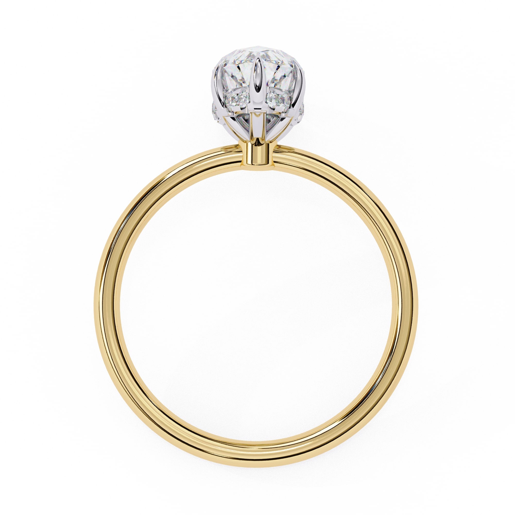 Elegant Diamond Central Stone Side Accent Ring