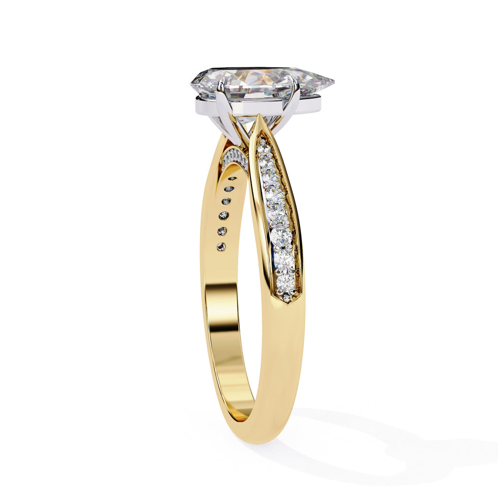 Radiant Central Stone Diamond Ring with Shimmering Side Accents