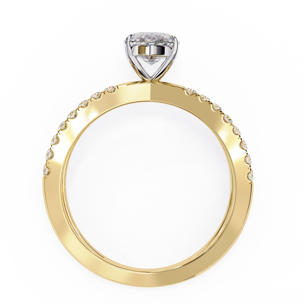 Radiant Central Stone Diamond Ring with Shimmering Side Accents