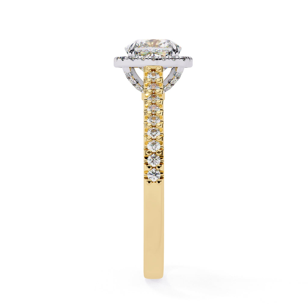 Radiant Central Stone Diamond Ring with Shimmering Side Accents
