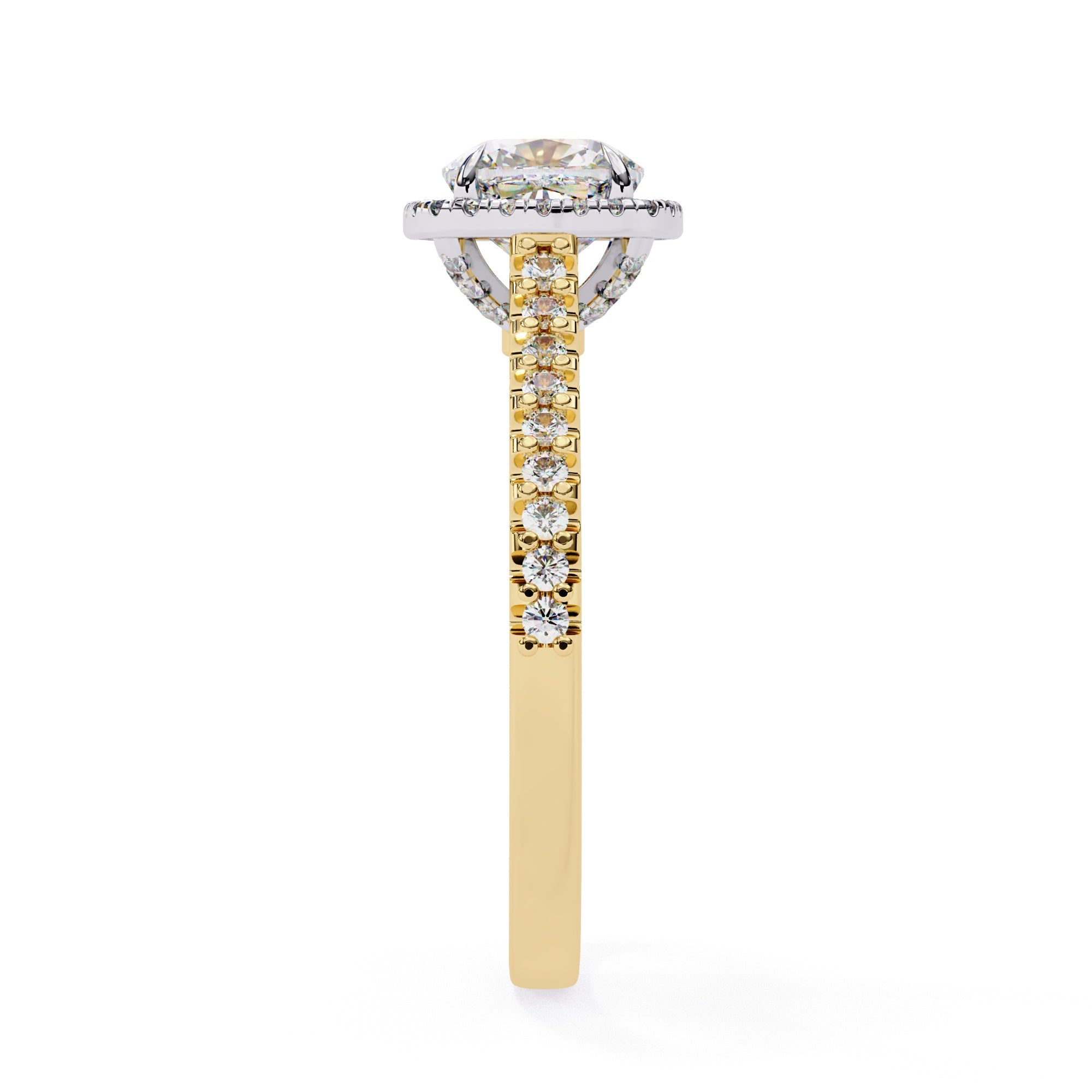 Radiant Central Stone Diamond Ring with Shimmering Side Accents
