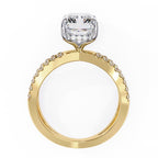 Radiant Central Stone Diamond Ring with Shimmering Side Accents