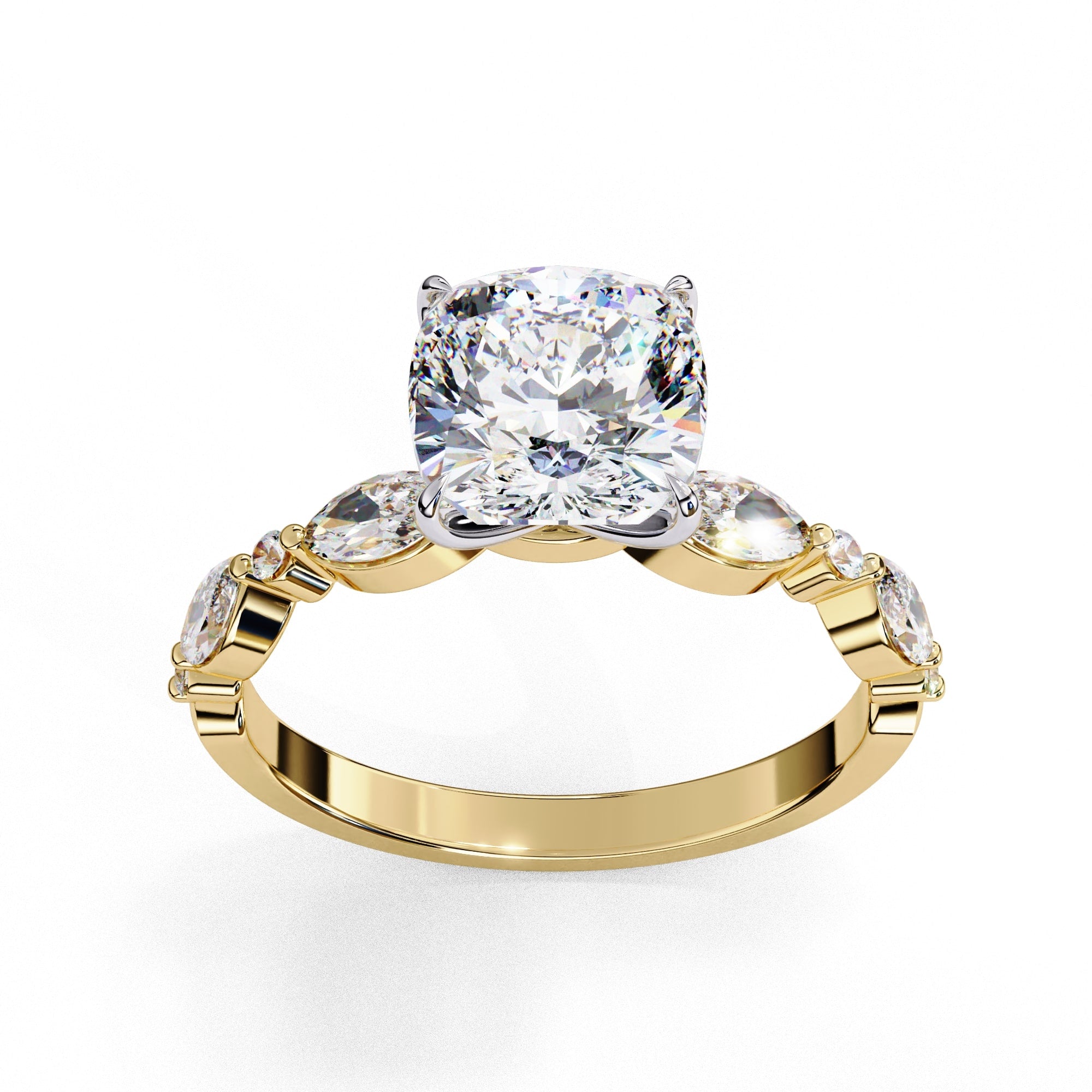 Elegant Diamond Central Stone Ring with Brilliant Side Accents