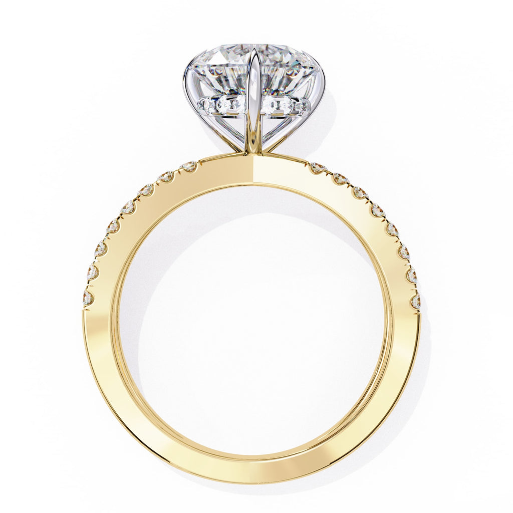 Radiant Central Stone Diamond Ring with Shimmering Side Accents