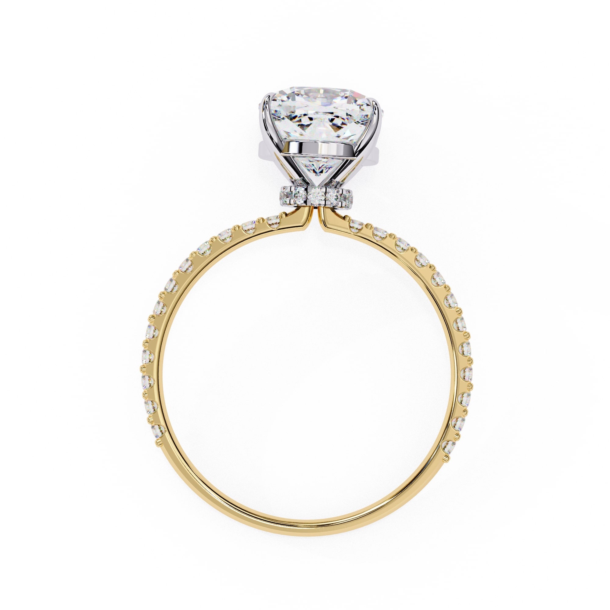 Radiant Central Stone Diamond Ring with Shimmering Side Accents