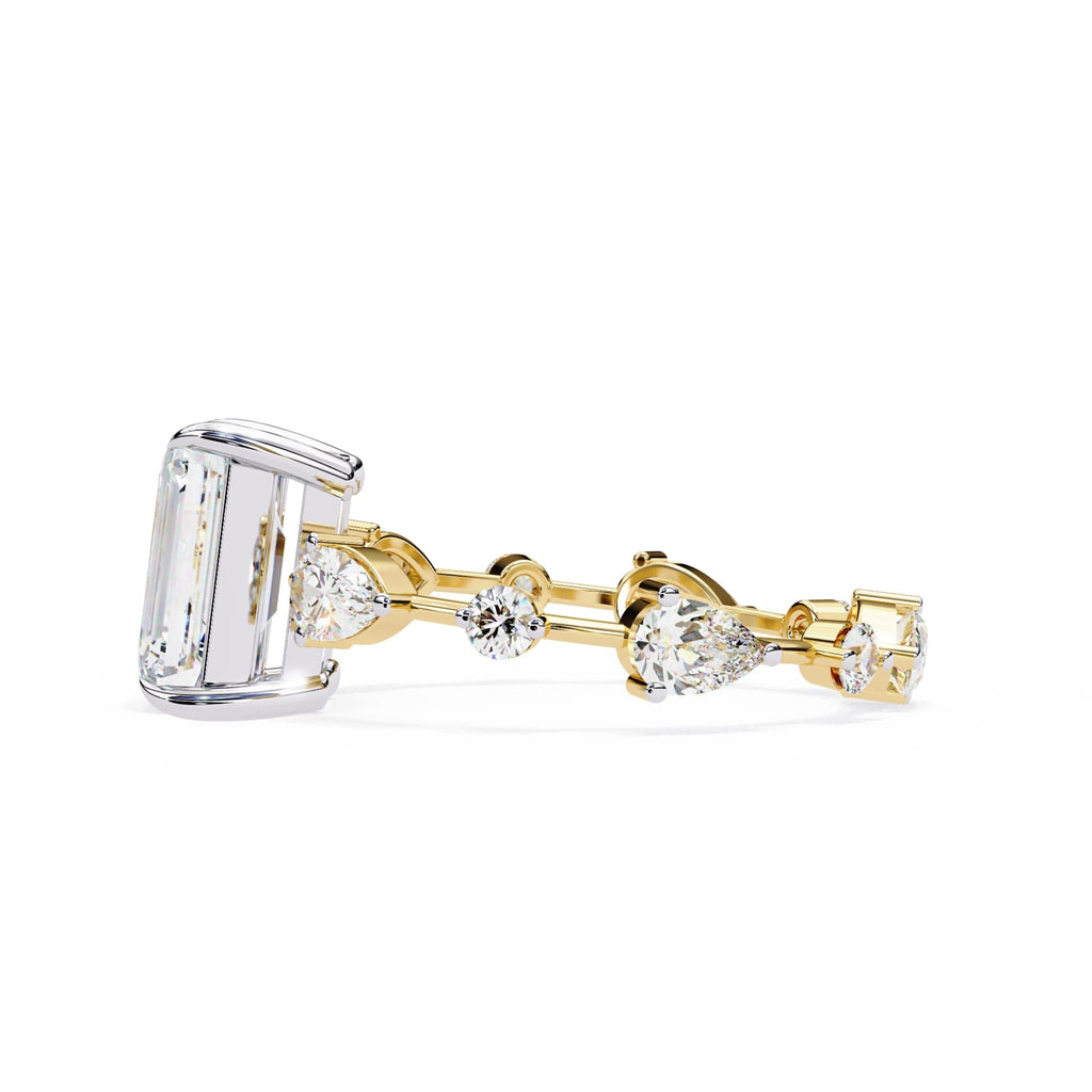 Radiant Central Stone Diamond Ring with Shimmering Side Accents