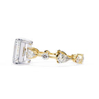 Radiant Central Stone Diamond Ring with Shimmering Side Accents