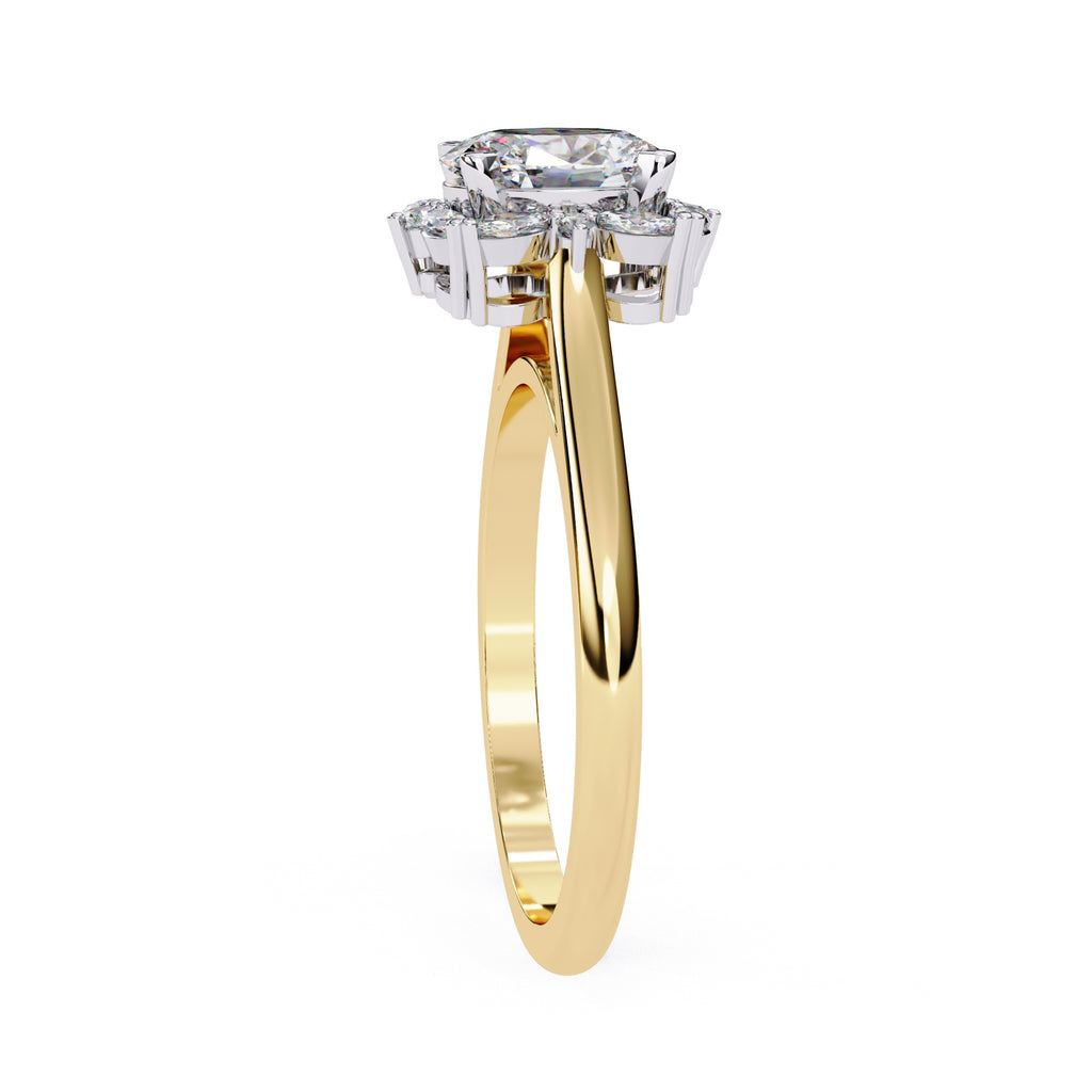 Radiant Central Stone Diamond Ring with Shimmering Side Accents