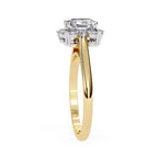 Radiant Central Stone Diamond Ring with Shimmering Side Accents