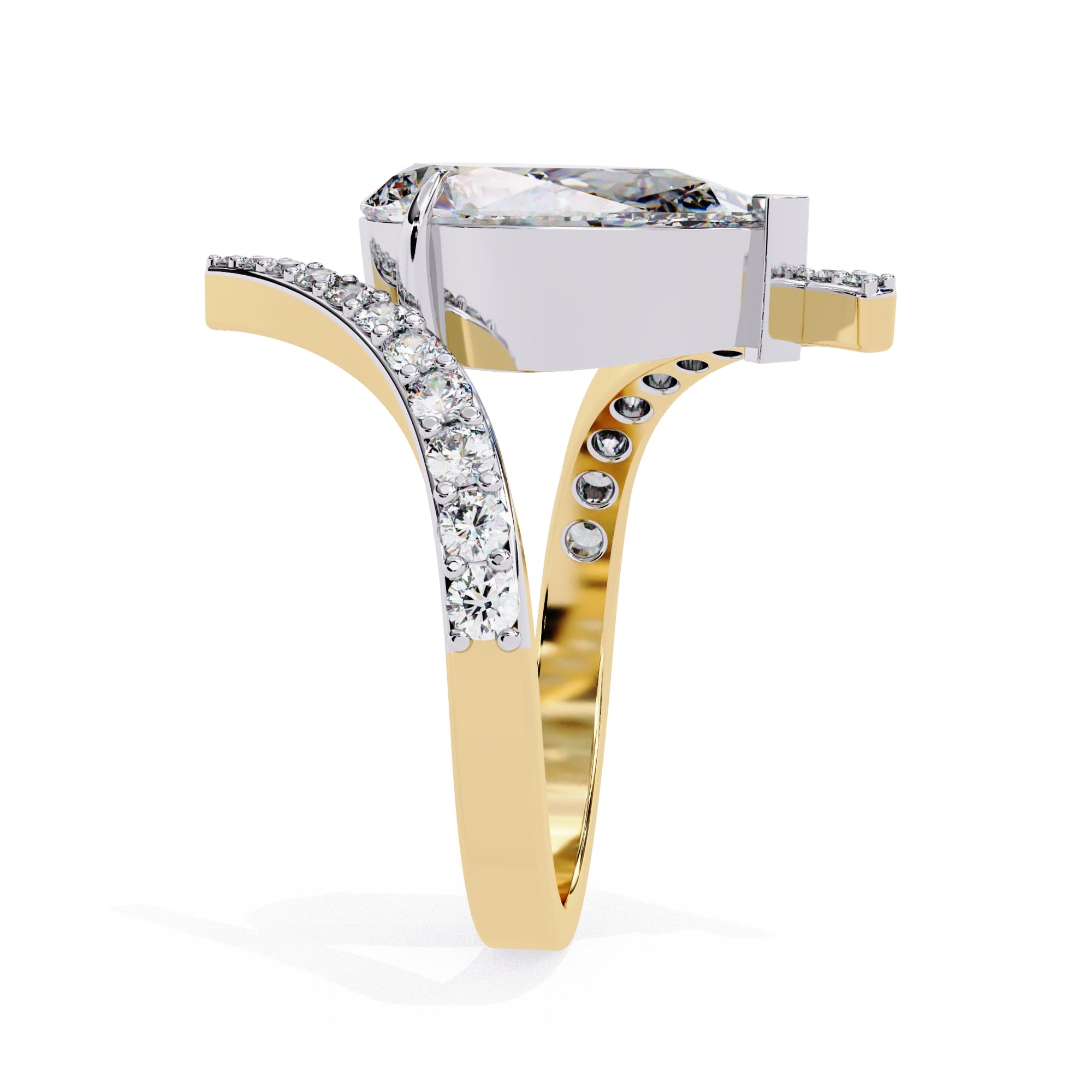 Radiant Central Stone Diamond Ring with Side Accents
