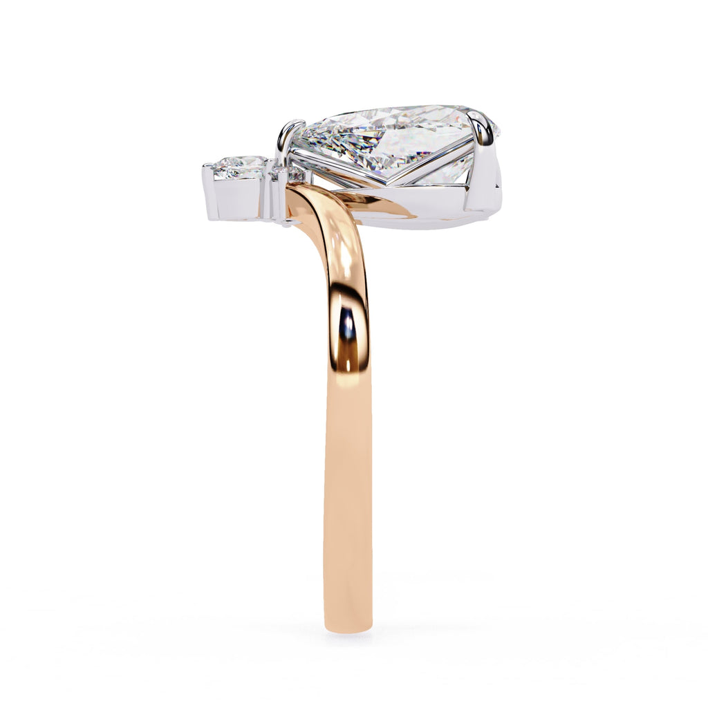 Radiant Central Stone Diamond Ring with Shimmering Side Accents