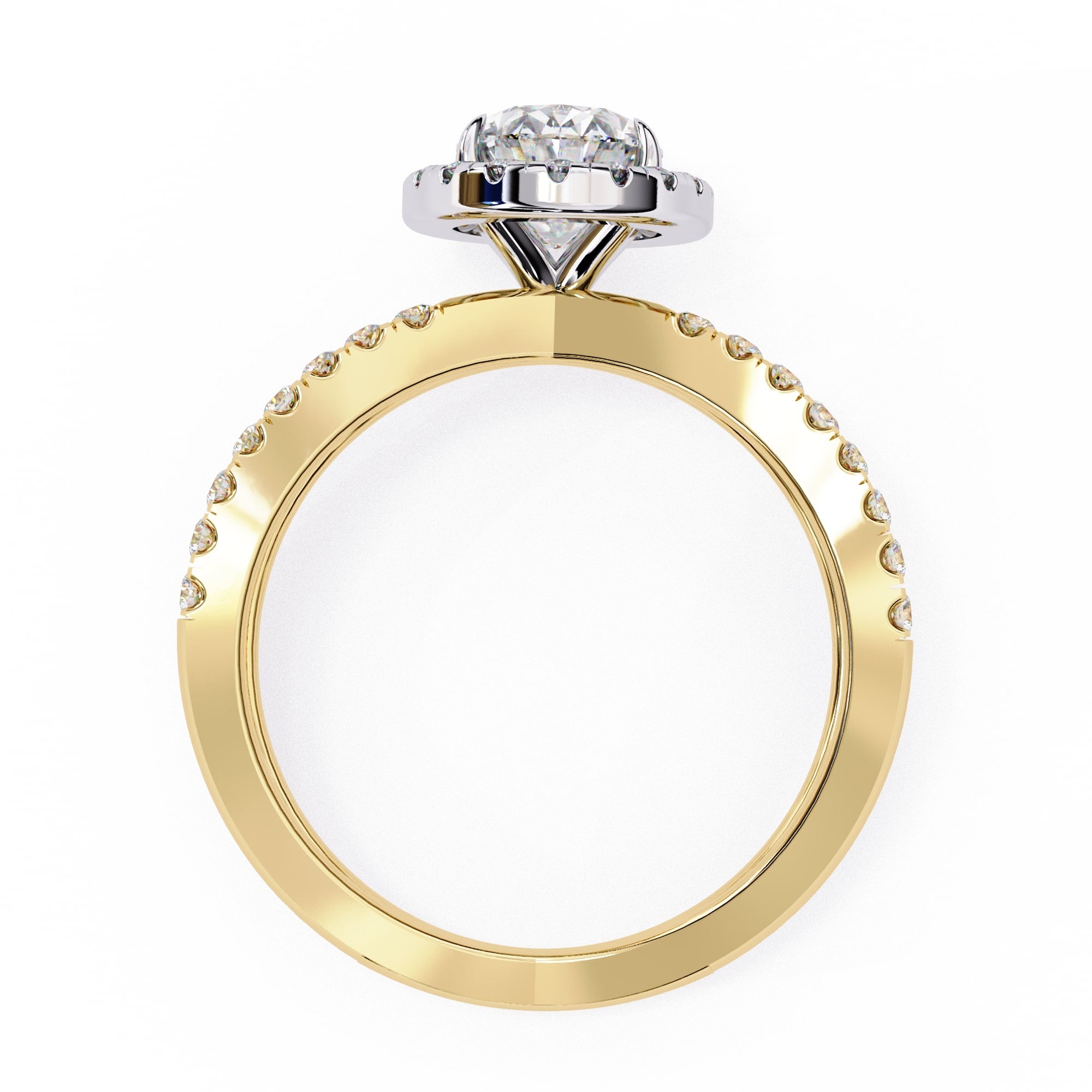 Radiant Central Stone Diamond Ring with Shimmering Side Accents