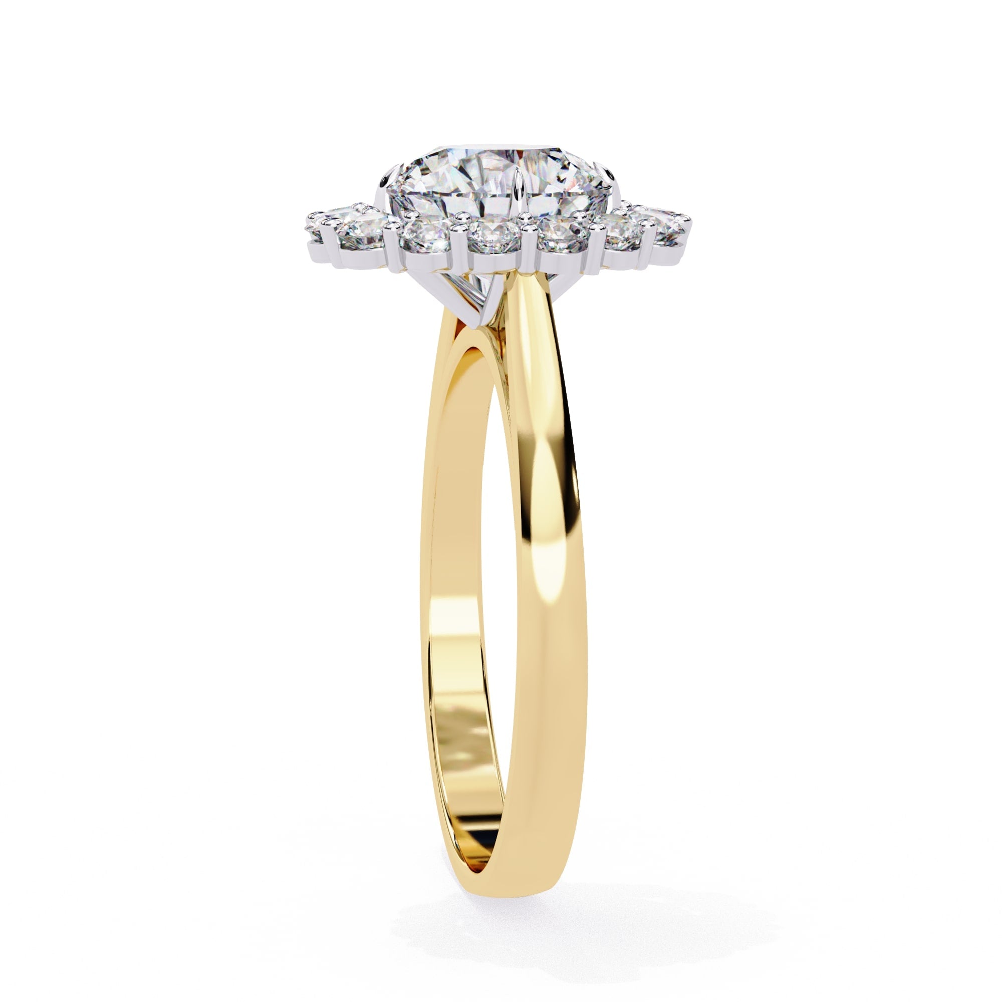 Elegant Central Stone Diamond Halo Ring