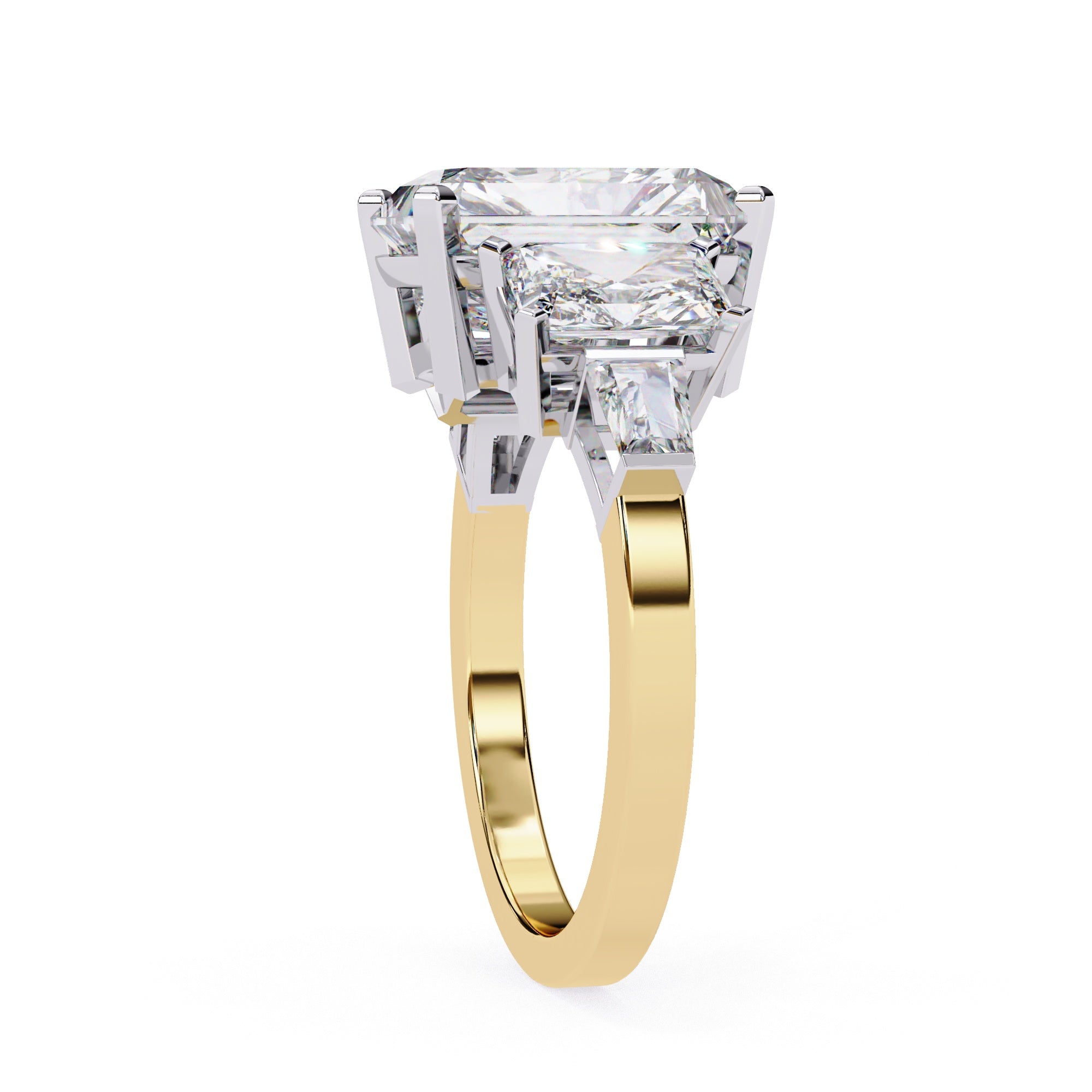 Elegant Central Stone Diamond Ring with Radiant Side Accents