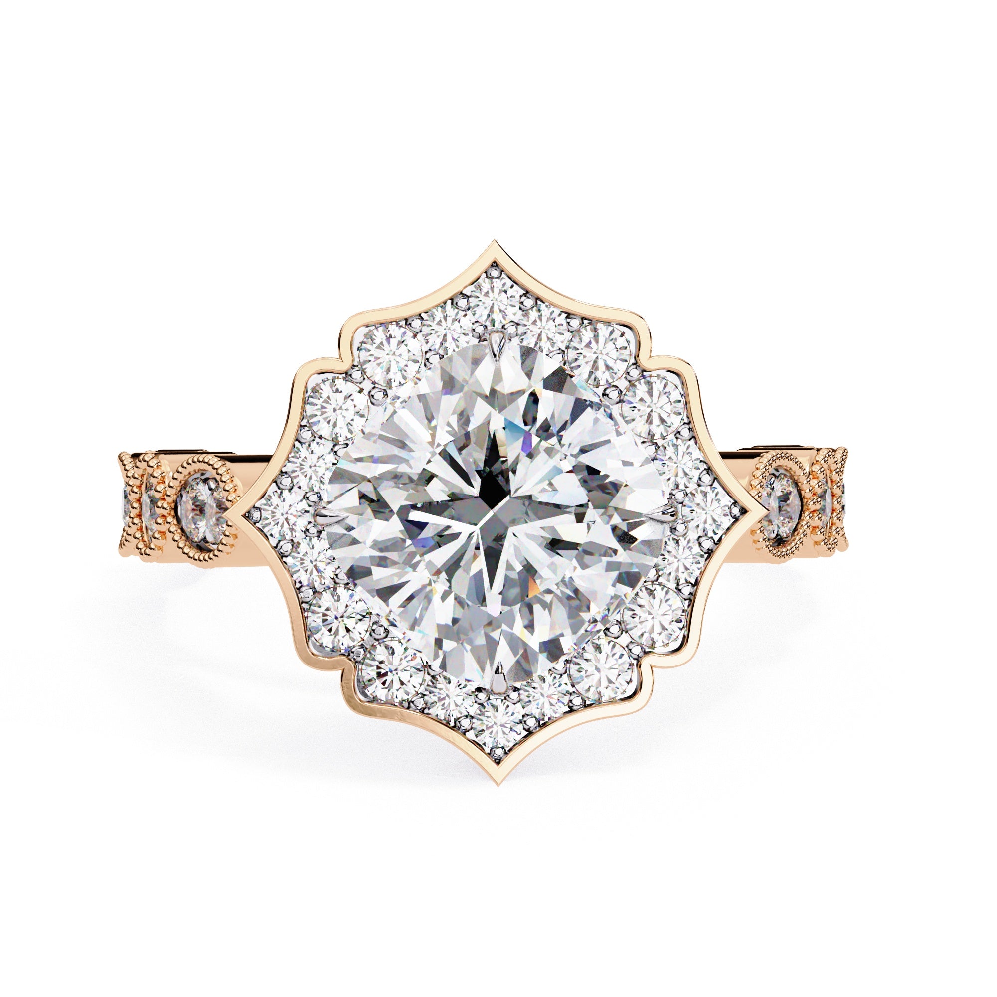 Elegant Diamond Central Stone and Side Accents Ring