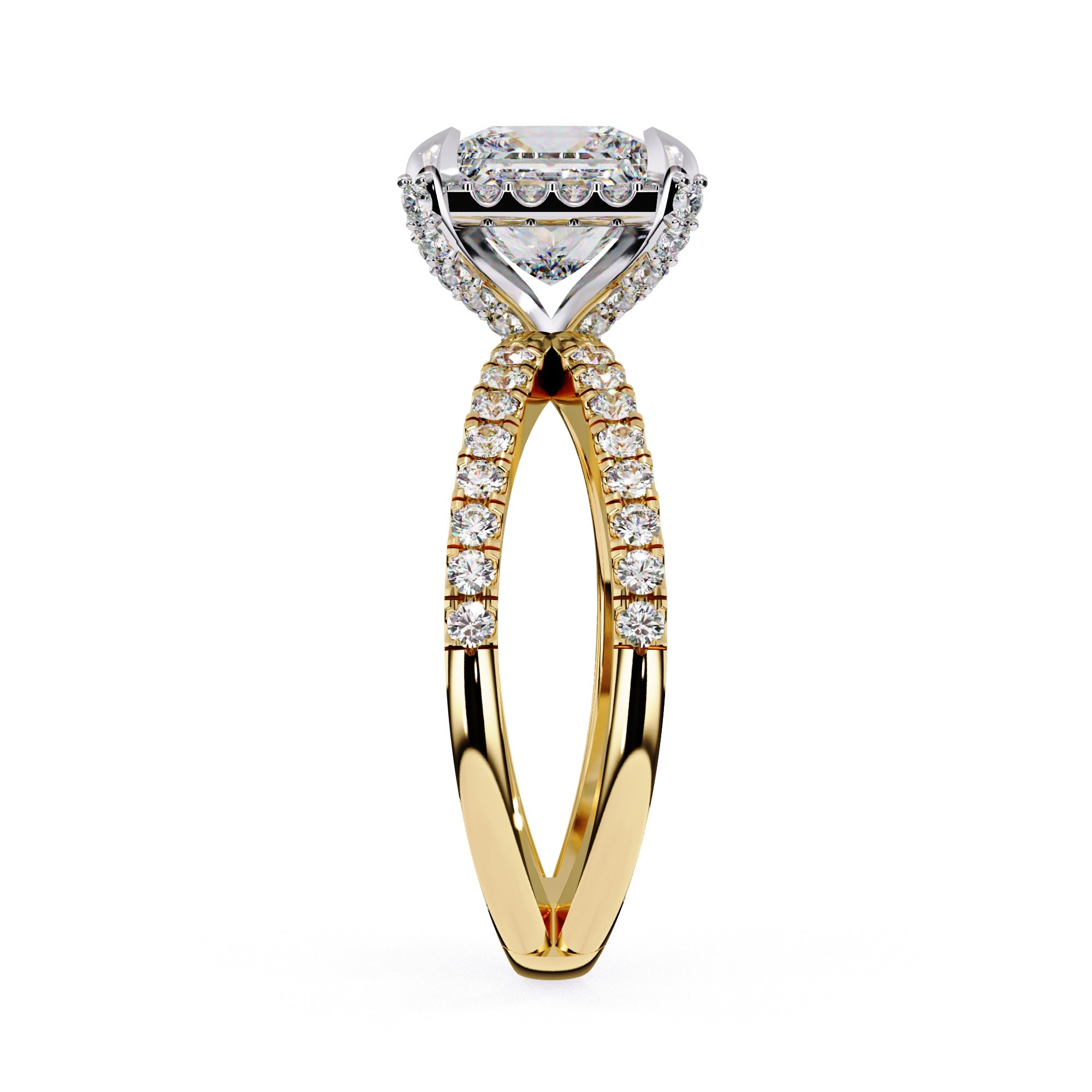 Radiant Central Stone Diamond Elegance Ring