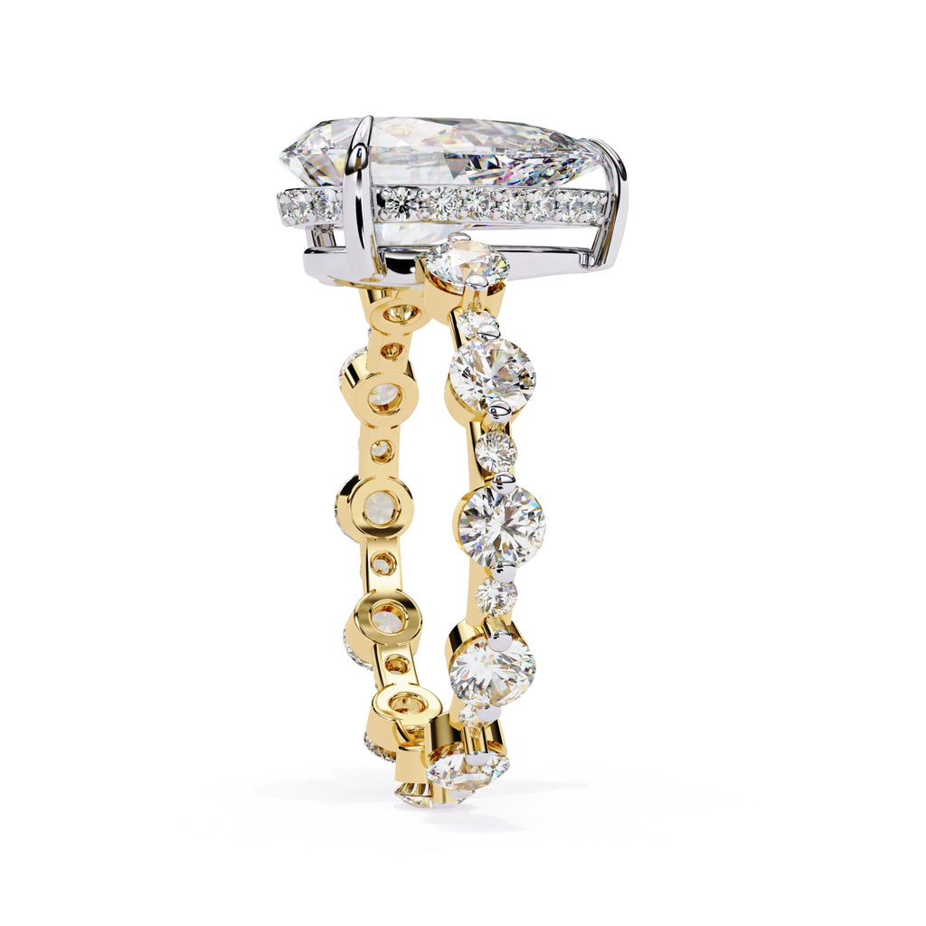 Radiant Central Stone Diamond Ring with Shimmering Side Accents