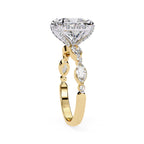 Radiant Central Stone Diamond Ring with Shimmering Side Accents