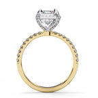 Radiant Central Stone Diamond Ring with Shimmering Side Accents