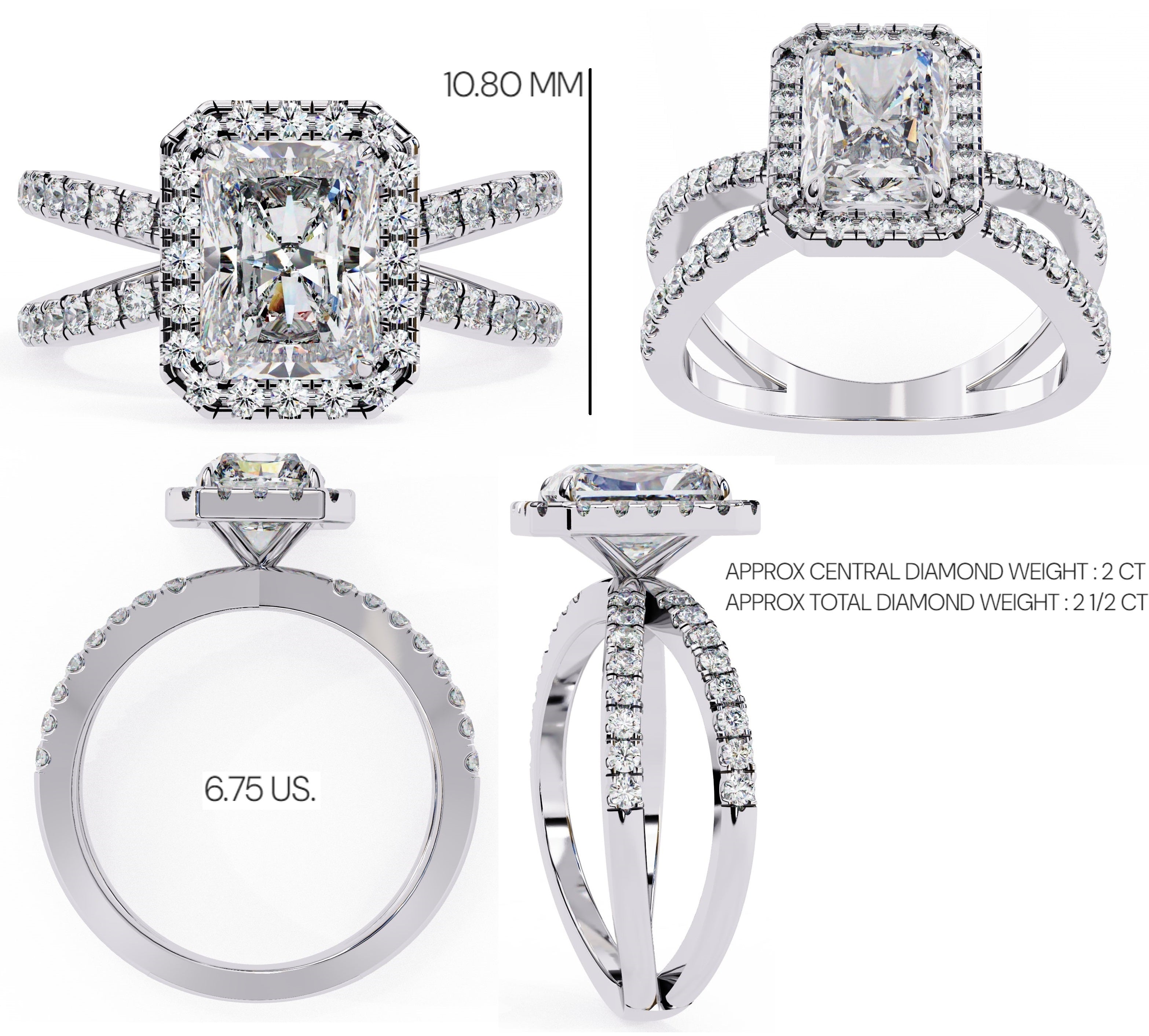 Elegant Central Stone Diamond Ring with Radiant Side Accents