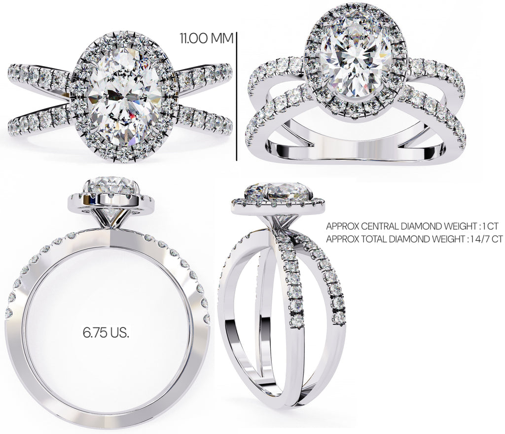 Radiant Central Stone Diamond Ring with Shimmering Side Accents