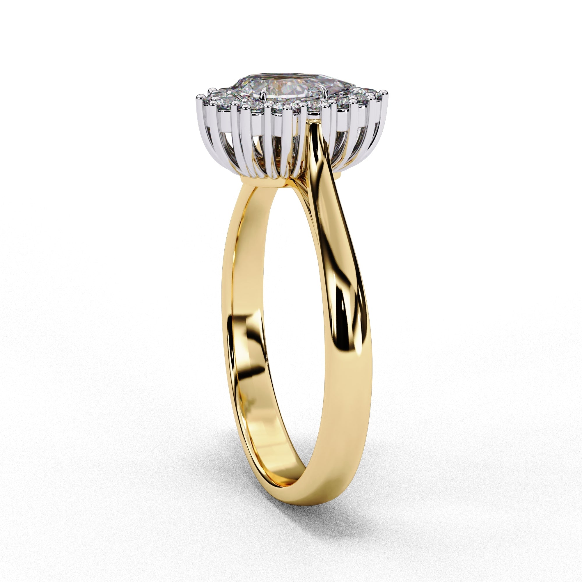Elegant Central Stone Diamond Halo Ring