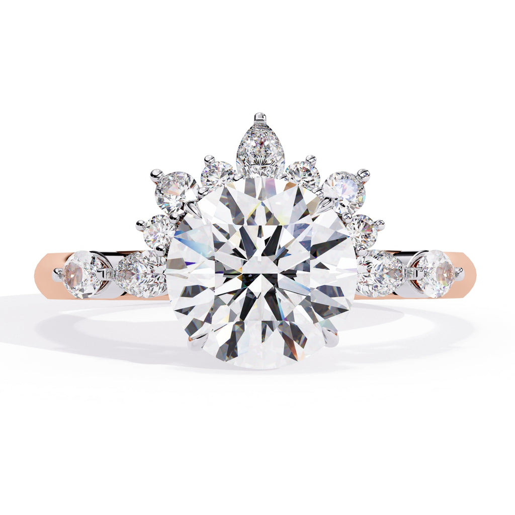 Radiant Central Stone Diamond Ring with Shimmering Side Accents