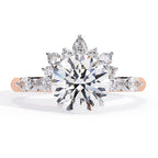 Radiant Central Stone Diamond Ring with Shimmering Side Accents