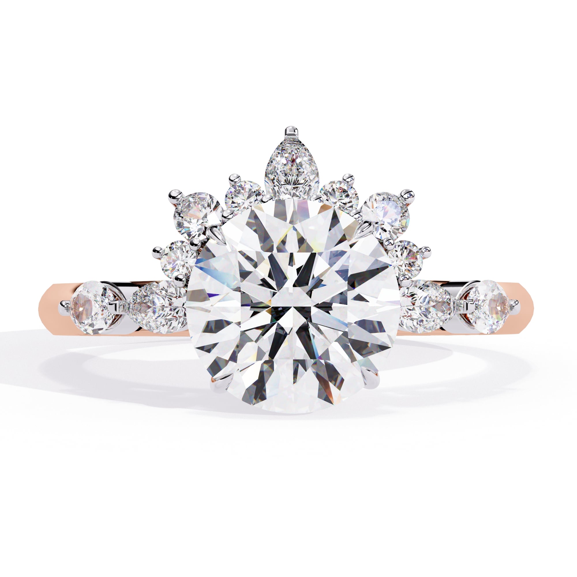 Radiant Central Stone Diamond Ring with Shimmering Side Accents