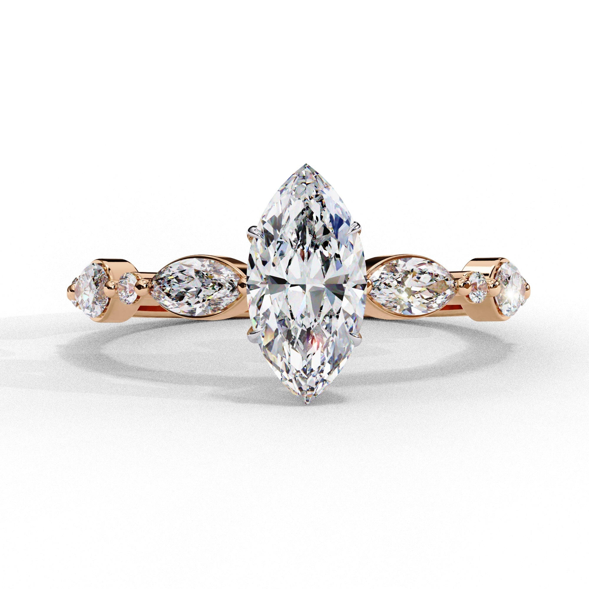 Elegant Central Stone Diamond Ring with Radiant Side Accents
