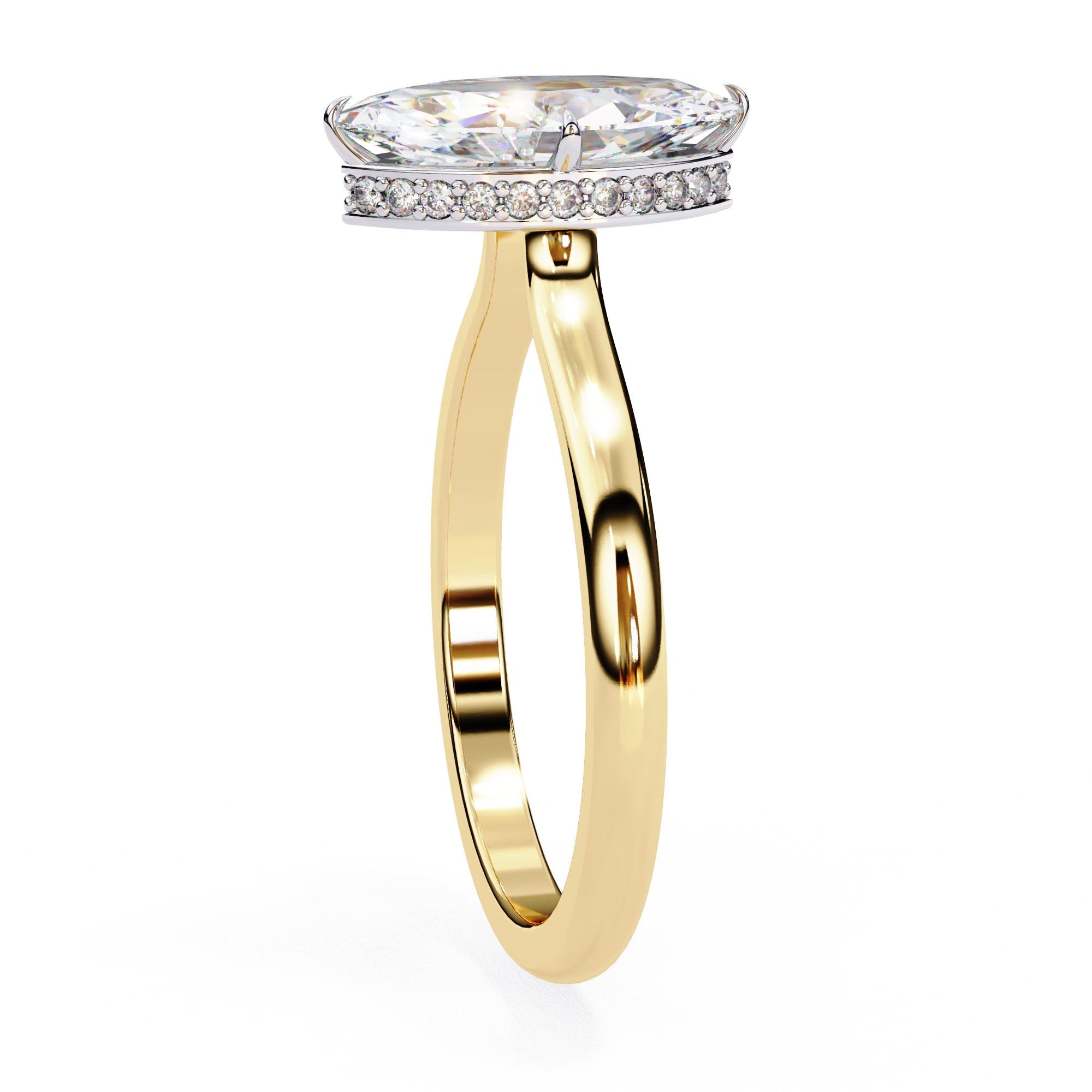 Radiant Central Stone Diamond Ring with Shimmering Side Accents