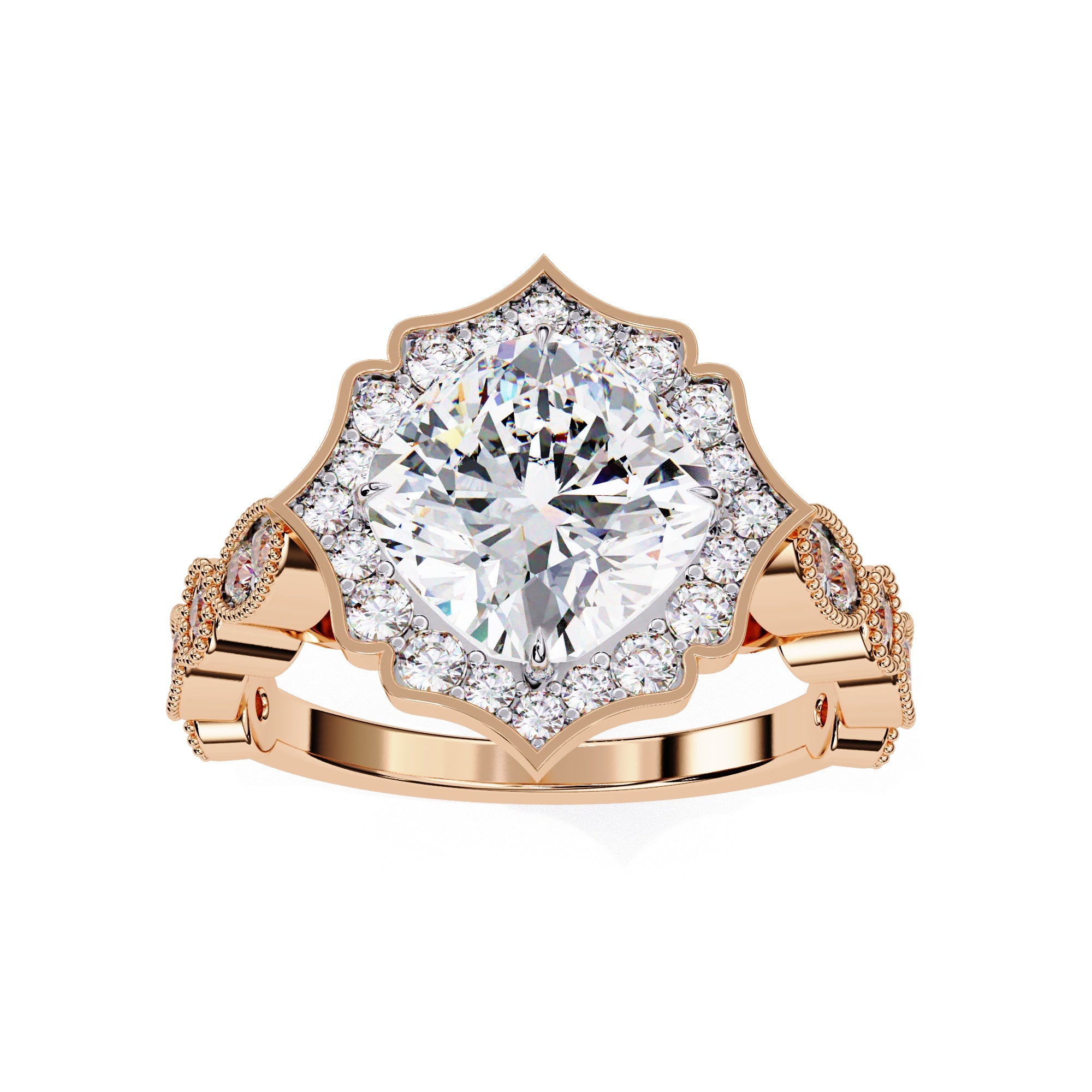 Elegant Diamond Central Stone and Side Accents Ring