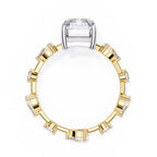 Radiant Central Stone Diamond Ring with Shimmering Side Accents