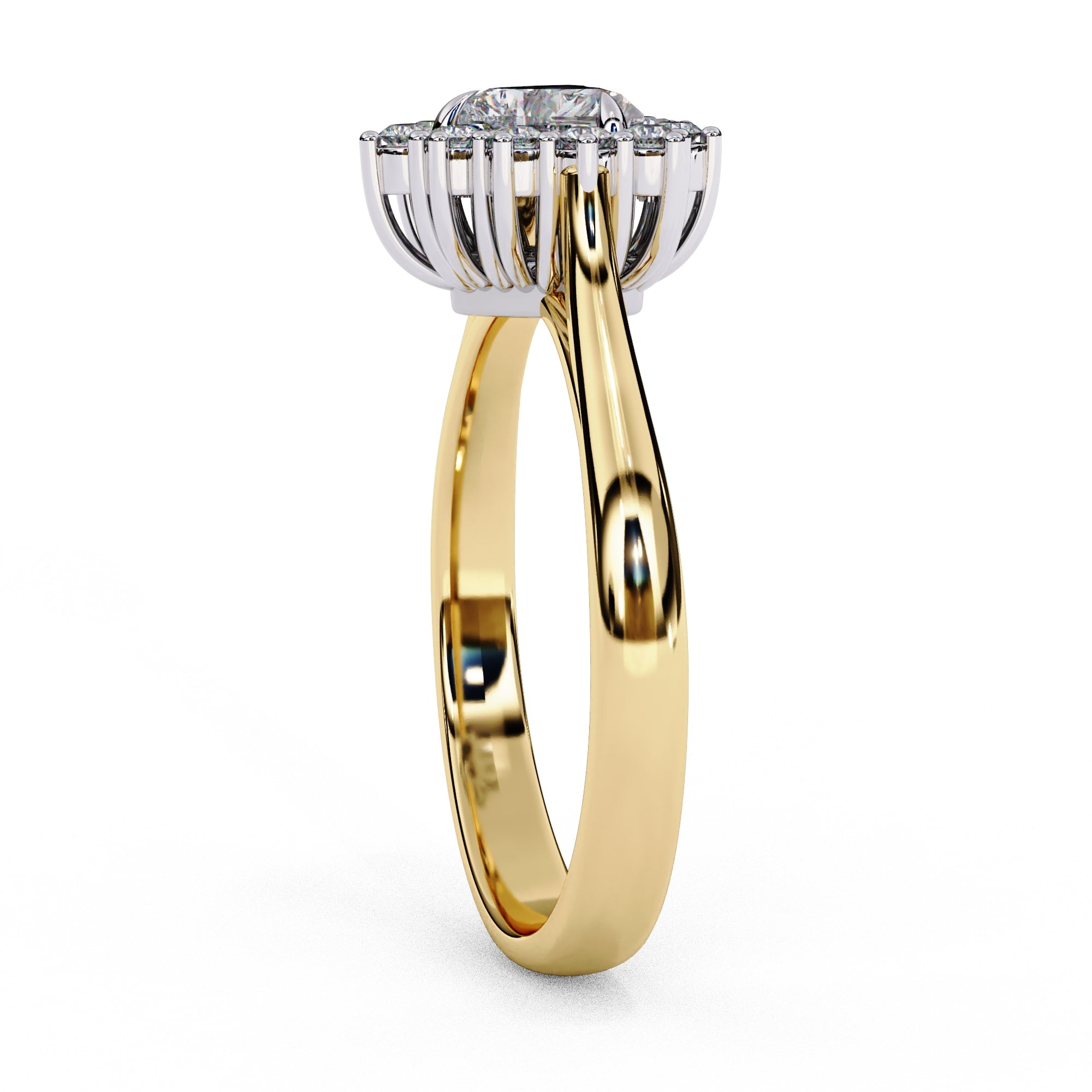 Radiant Central Stone Diamond Ring with Sparkling Side Accents