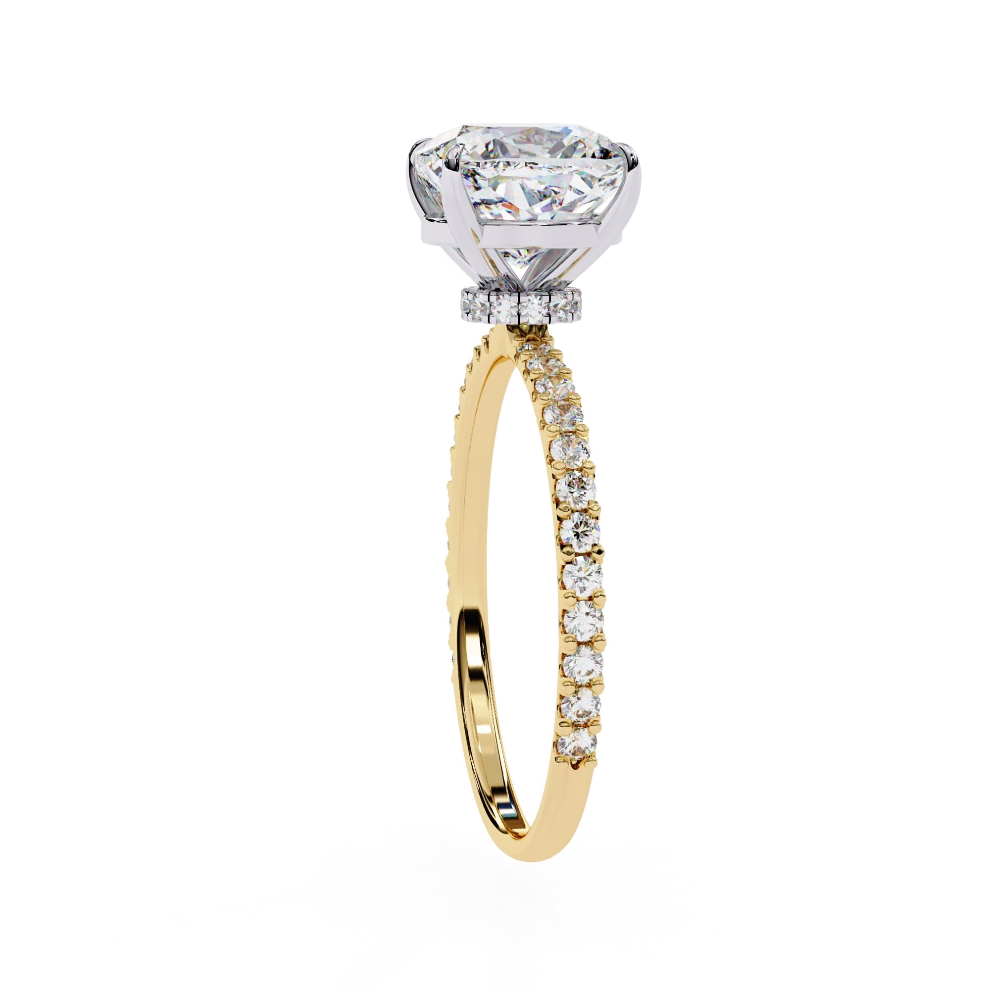 Radiant Central Stone Diamond Ring with Shimmering Side Accents